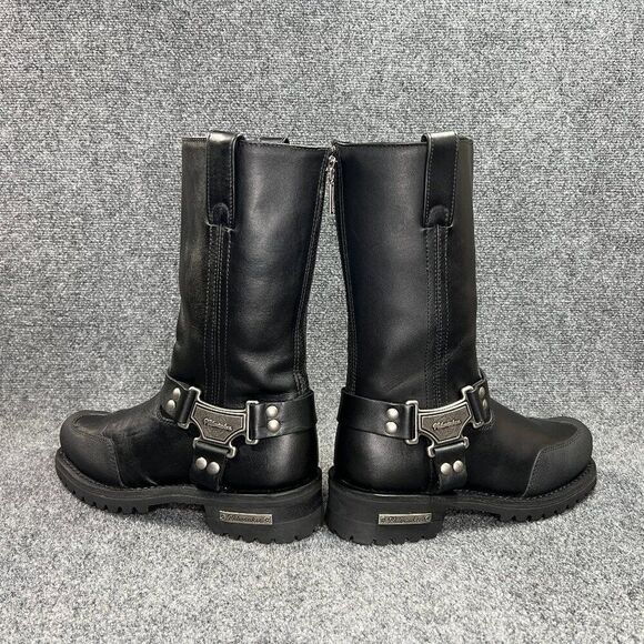 Milwaukee 11" Harness Boots Mens Size 9 Black Leather Drag Square Toe Motorcycle - Picture 9 of 14